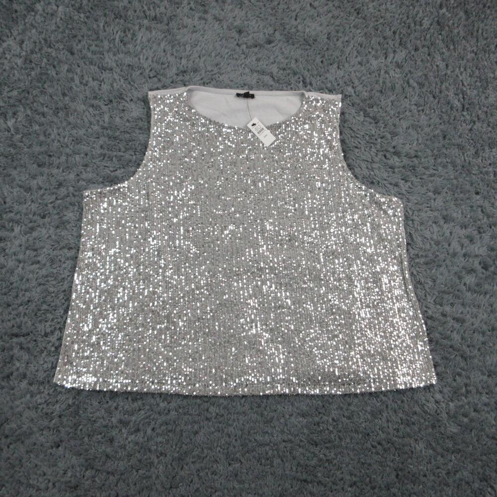 Talbots Tank Womens 3X Gray Silver Sequin Lined Plus Petite Party Cocktail NWT